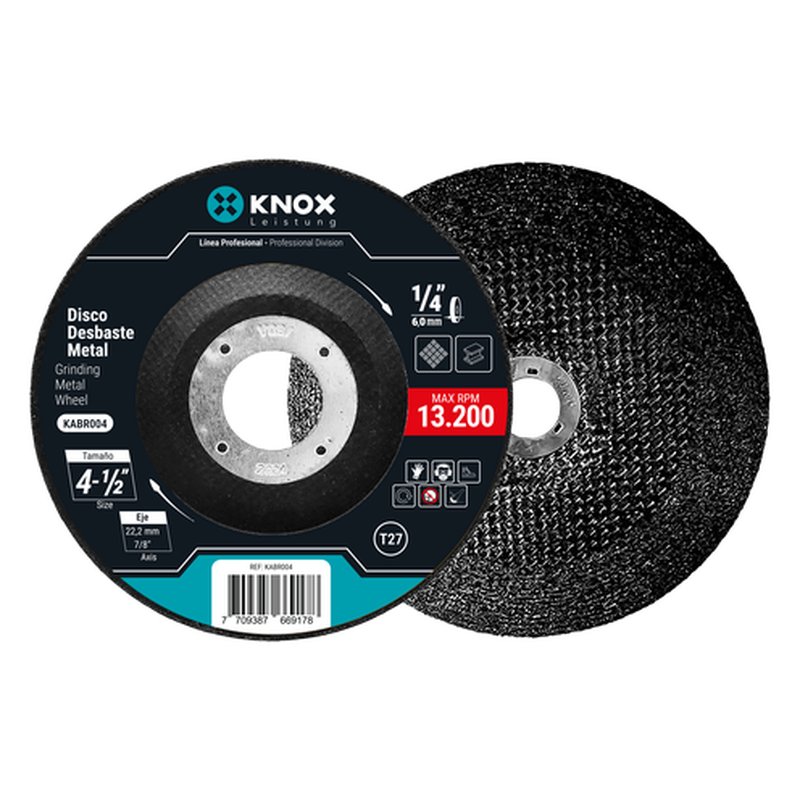 Disco desbaste metal 4 1/2“ x 1/4” x 7/8“ knox