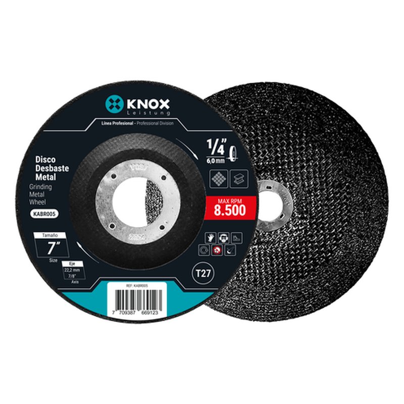 Disco desbaste metal 7” x 1/4“ x 7/8” knox