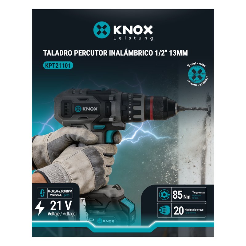 Taladro percutor inalam brushless 1/2”-13mm - 21v - 2000 rpm - 23200 ipm - 85 n.m