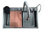 Poceta lavaplatos inteligente multifunciones 75 cm x 46 cm x 23 cm inox gres nano