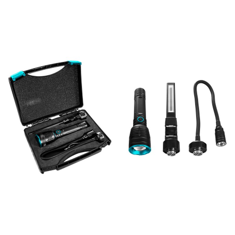 Linterna 3 en 1 recargable 350lm x 300l con cabeza cambiables para diferentes aplicaciones cargable bateria en litio cargador tipo c knox