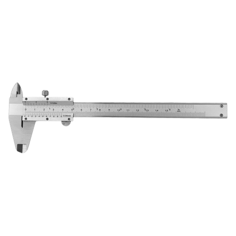 [KMED200] Calibrador pie de rey analogo 6”x 1/128.150x0.005 material en acero inox bloque sistema cuadri. facil lectura knox