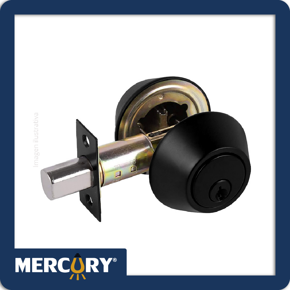 Cerradura auxiliar seguridad negro mate llave/llave blister