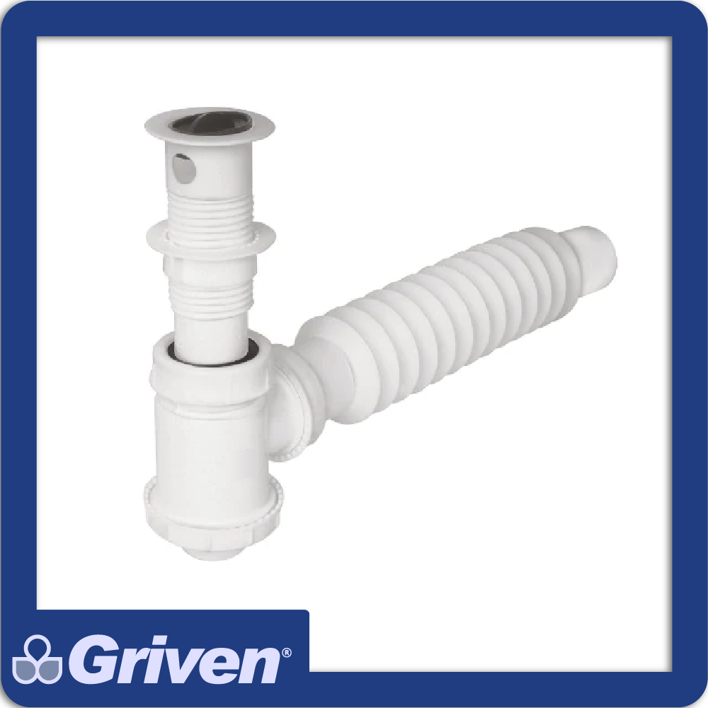 [GV-HDA-150] Desague para lavamanos abs con trampa alargable y flexible con botella