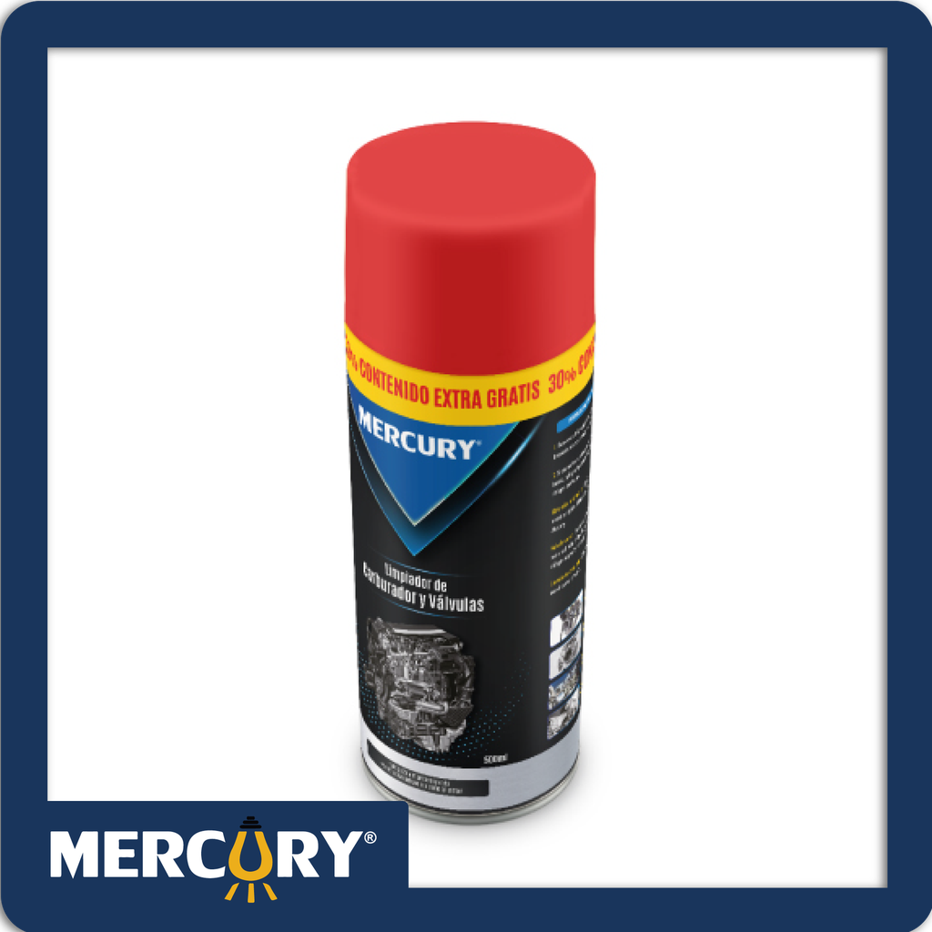 Limpiador de carburador y valvulas mercury 500ml 30% contenido extra gratis