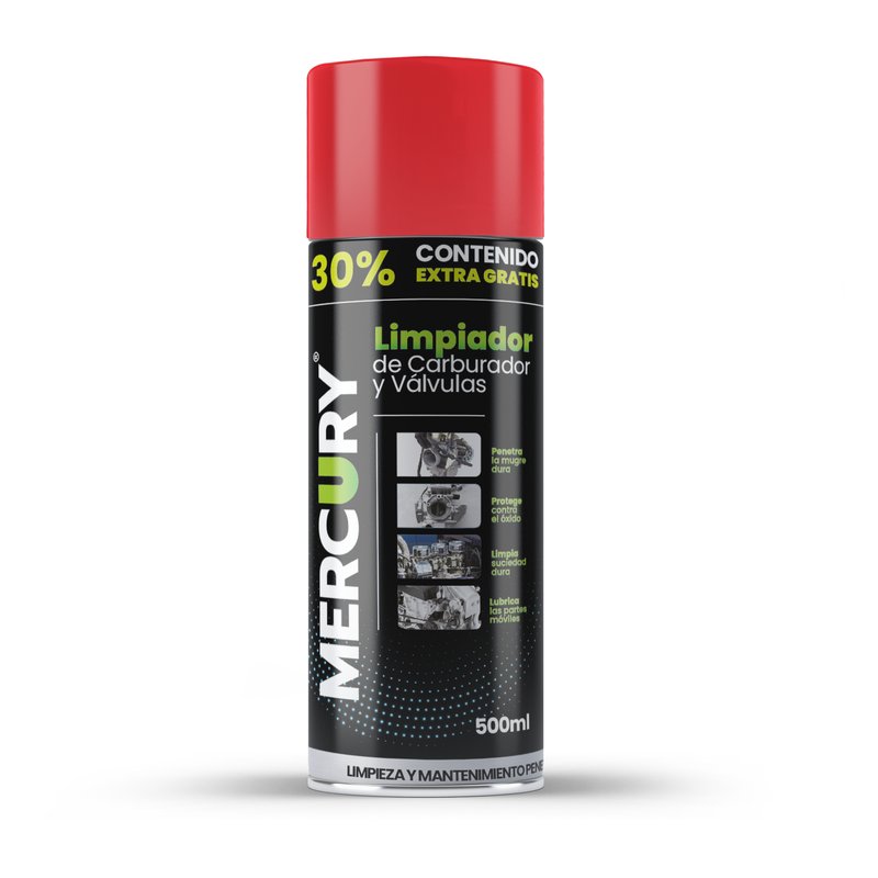 Limpiador de carburador y valvulas mercury 500ml 30% contenido extra gratis