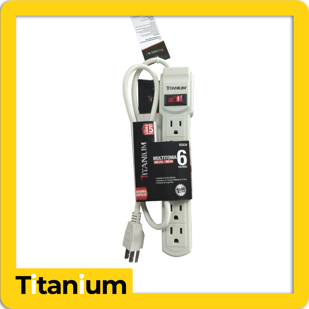 [ECA34] Multitoma 6 salidas 0.9 m cable con proteccion (tipo techman)
