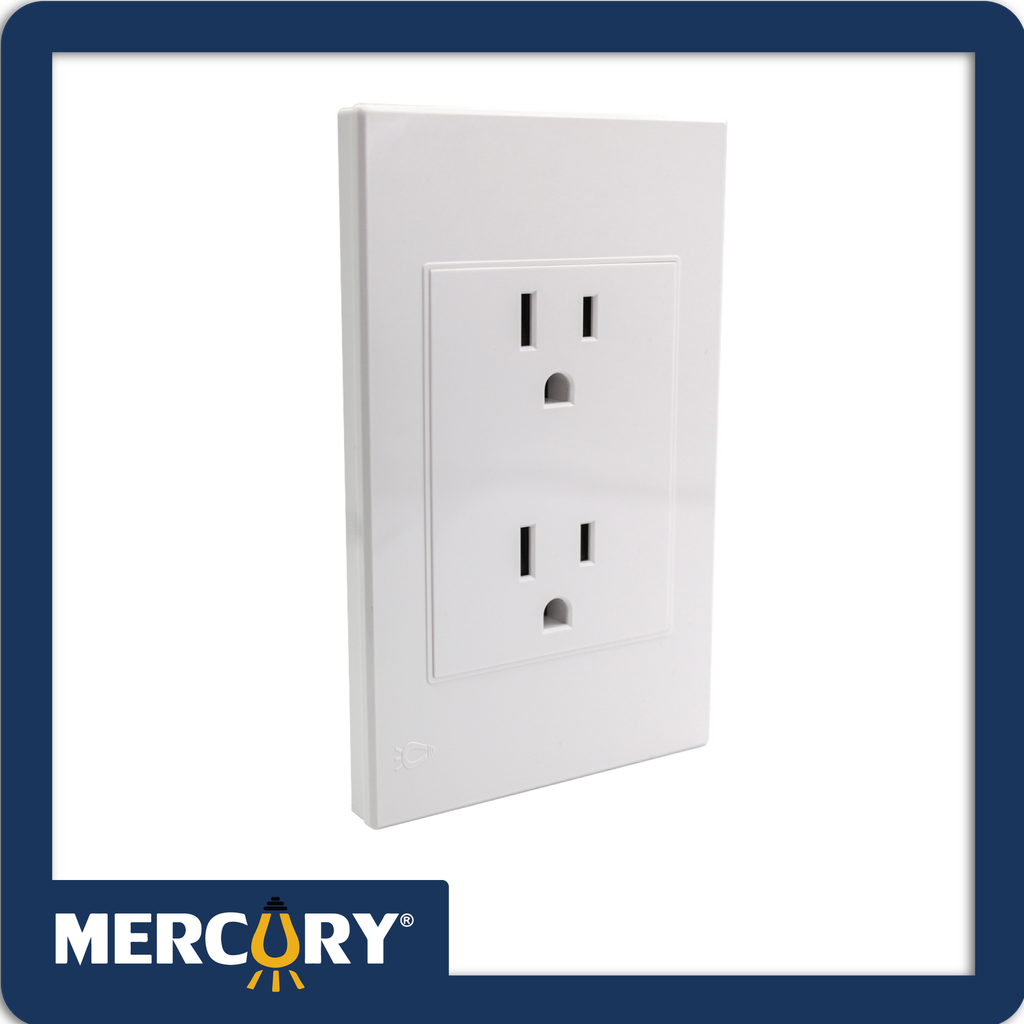 Toma doble polo a tierra mercury premium white