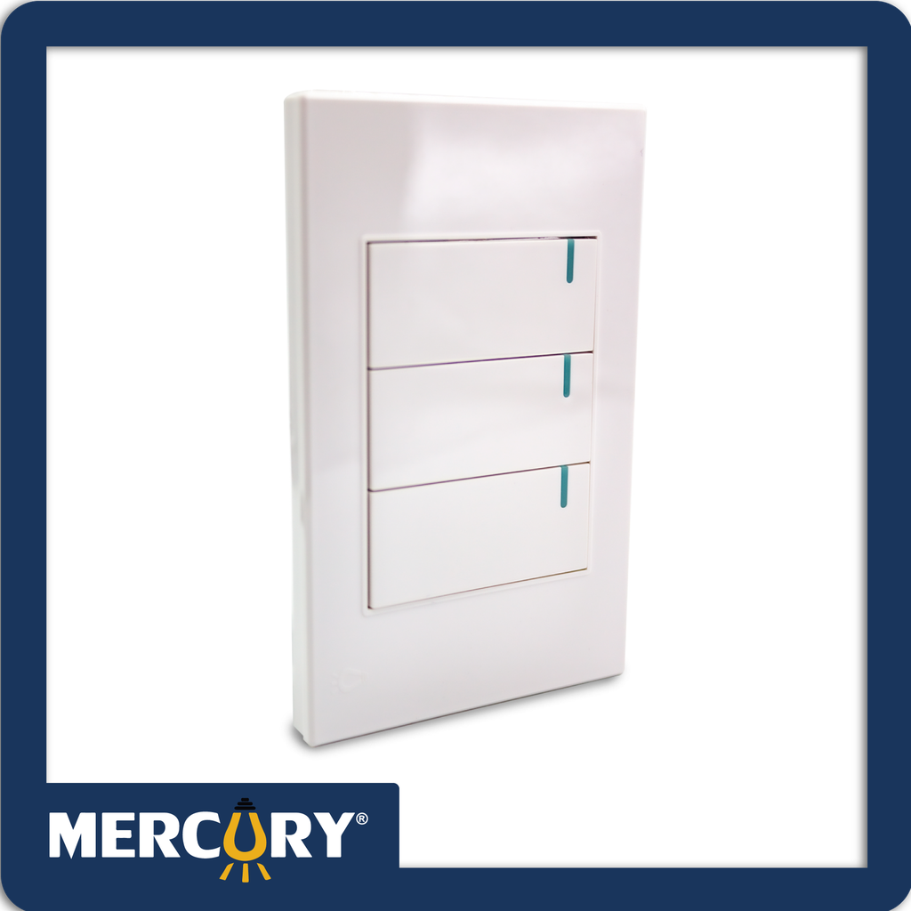 Interruptor triple conmutable mercury premium white