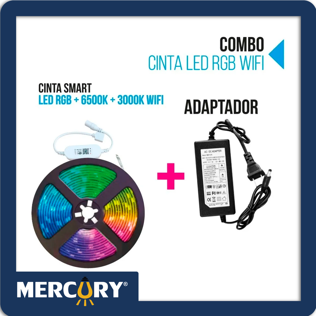[ICL42] Cinta smart led wifi rgb + 6500k + 3000k 12v rollo*5m (incluye kit controlador + control tuya app)