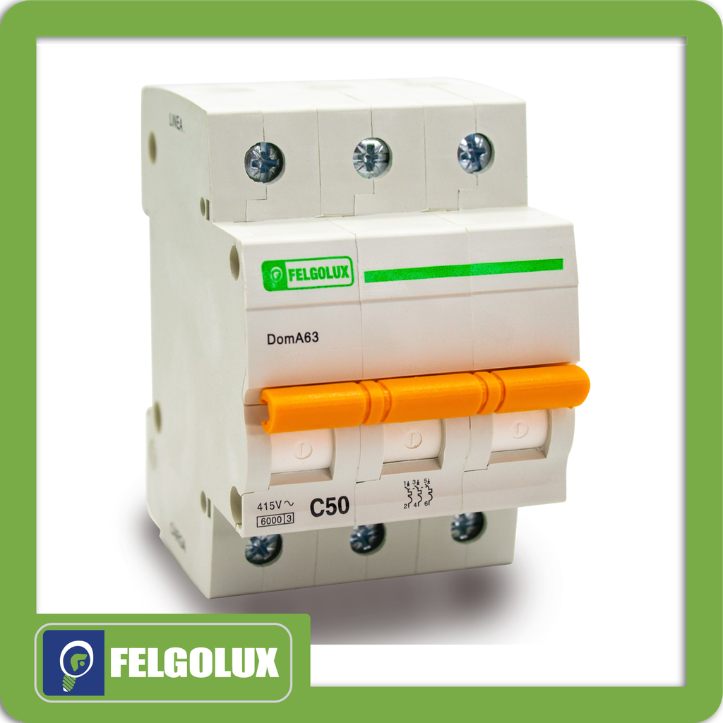 Mini breaker tipo riel 3 polos 16a 415v