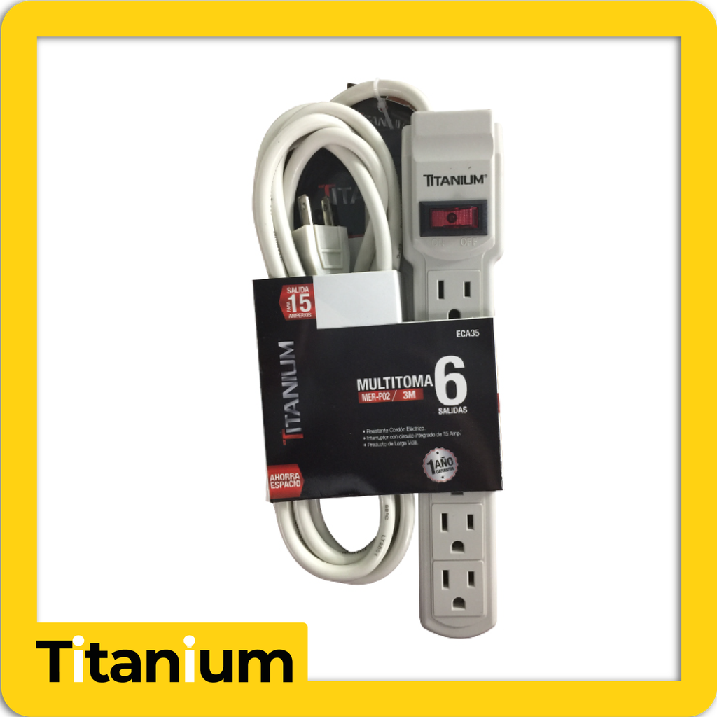 Multitoma 6 salidas 3m cable con proteccion (tipo techman)
