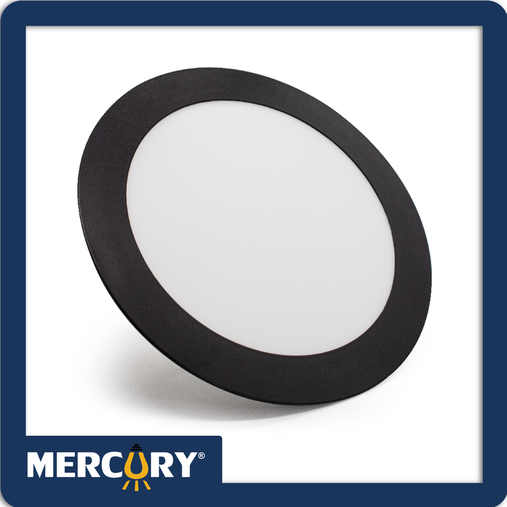 Panel led negro 12w/6" 6500k redondo/incrustar