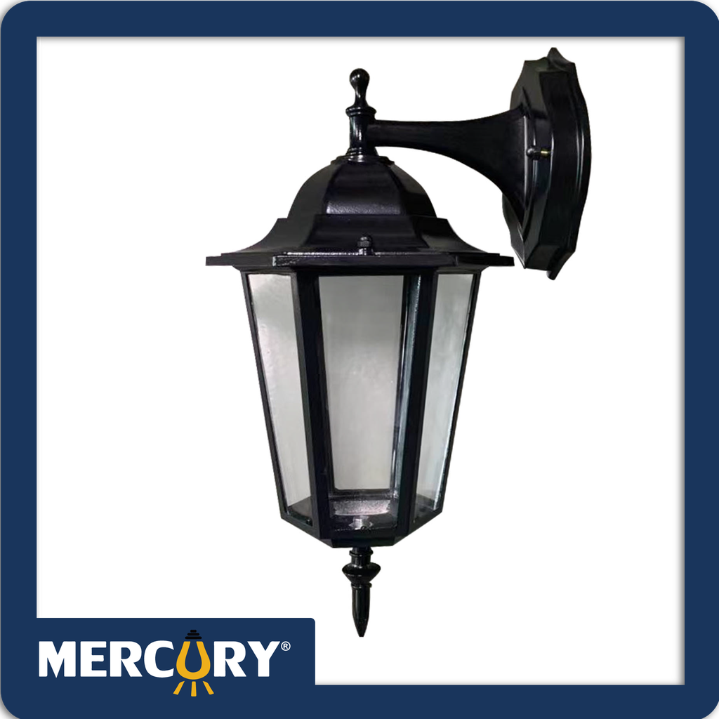 Farol negro base e27 alum/mod03 16x20x37cm