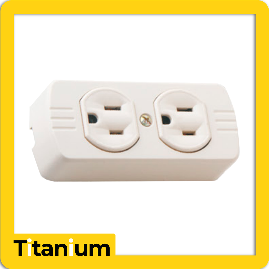 Toma doble sobreponer t- levinton titanium blanca/usa