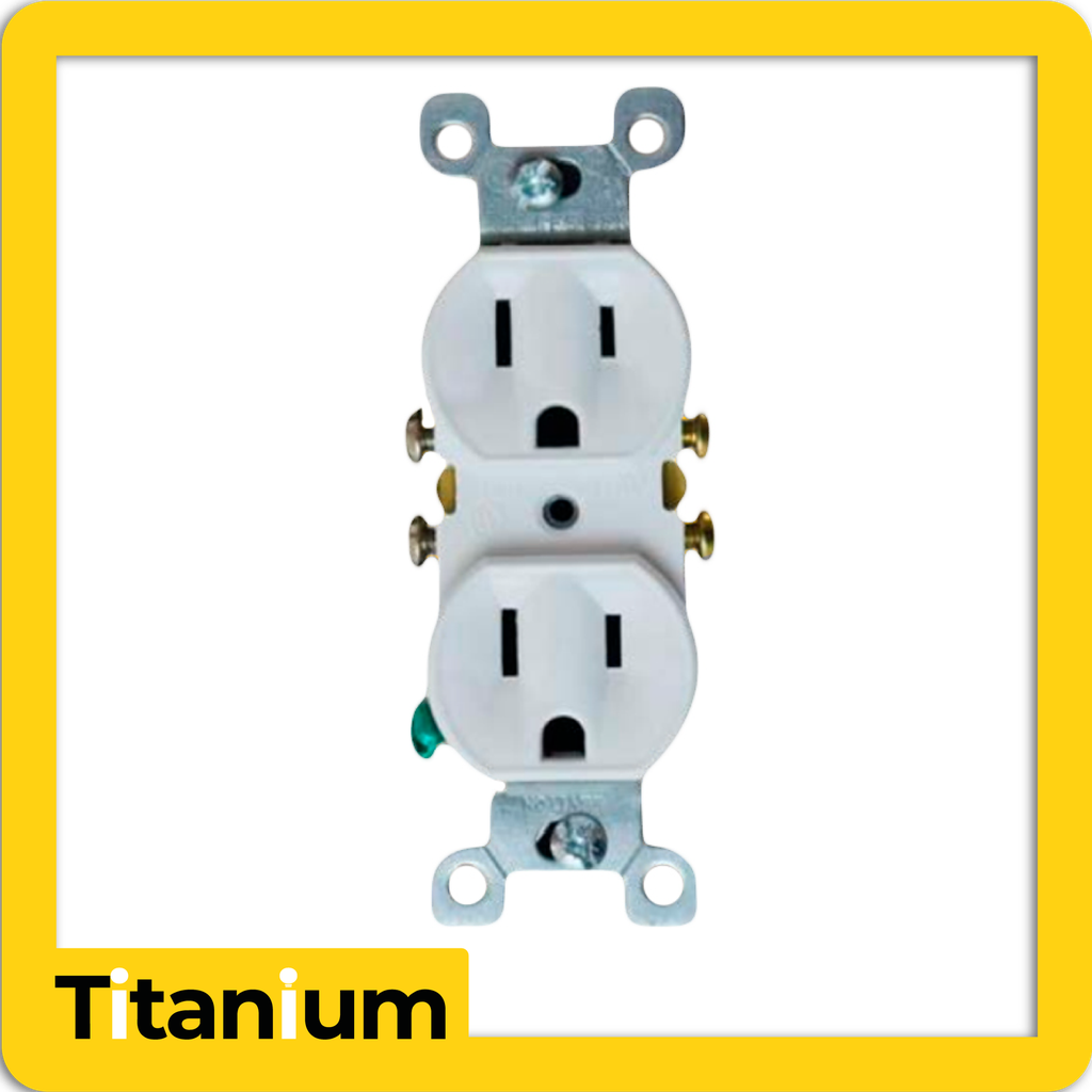 Toma doble levinton incrustar titanium blanca/usa