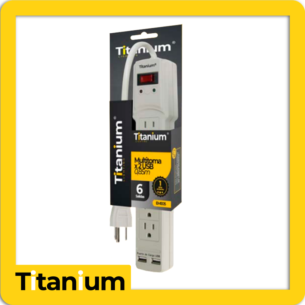 Multitoma x2usb + 6 salidas on proteccion tipo americana