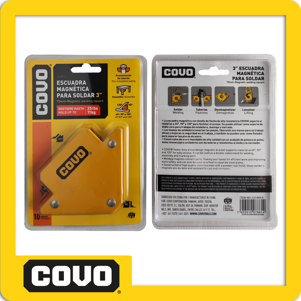 [CV-WH-3] Escuadra magnetica para soldar 3" blister pza