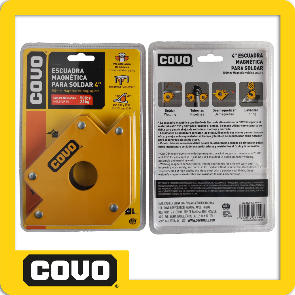 [CV-WH-4] Escuadra magnetica para soldar 4" blister pza