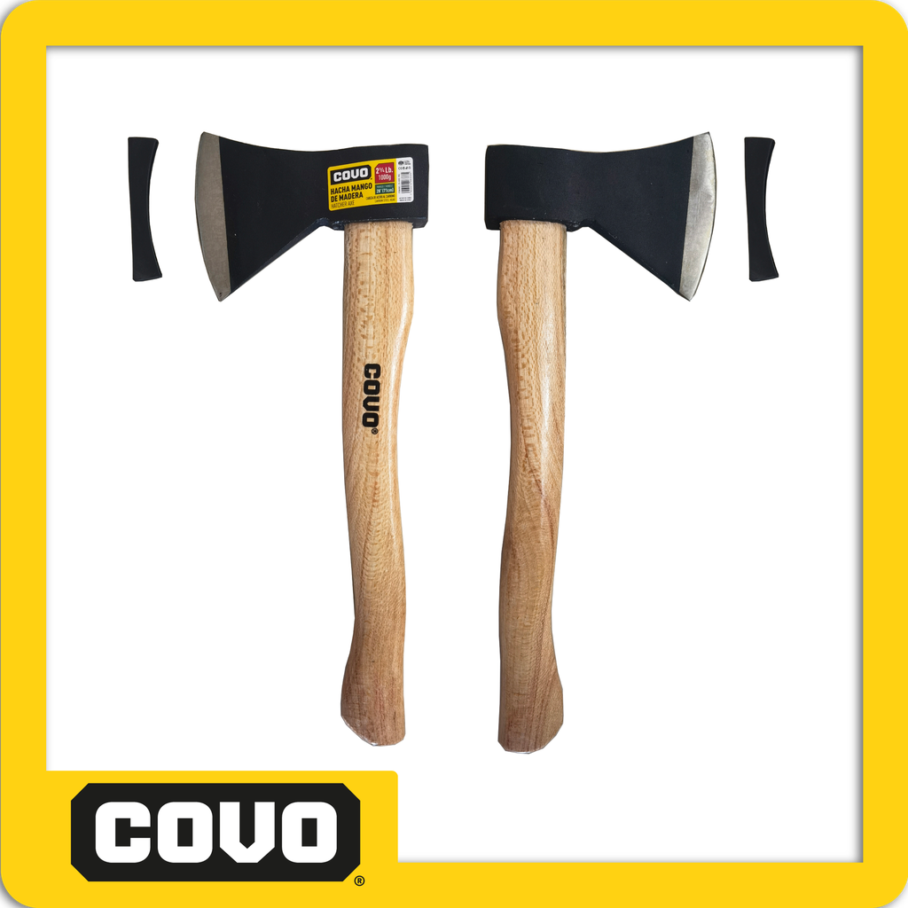 Hacha(herramienta) 1000 g mango madera 28" pza