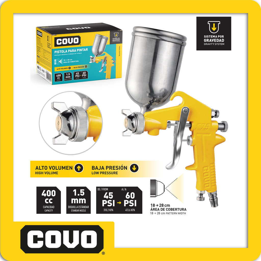 [CV-F75G] Pistola con spray para pintar 400cc pza