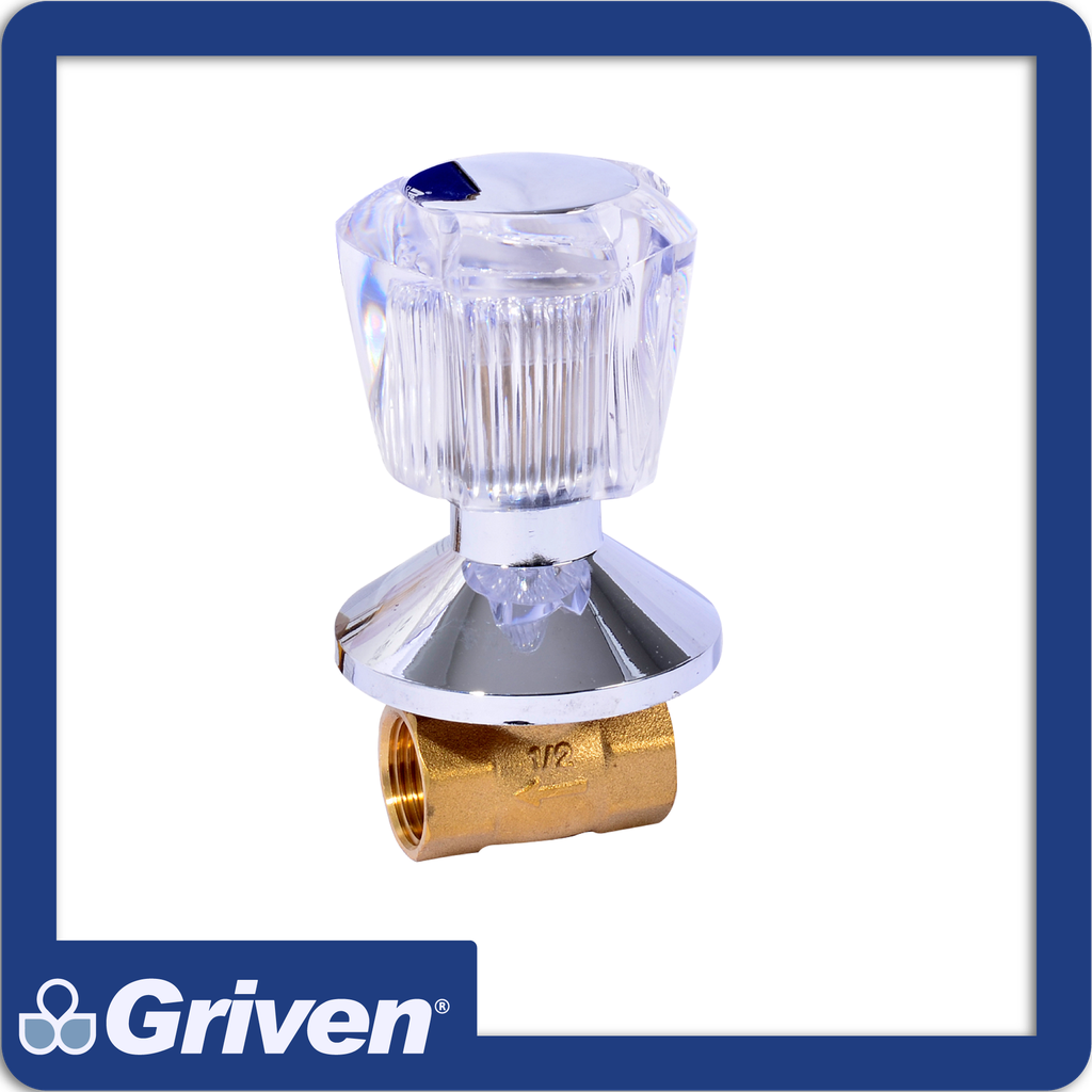 Llave individual para ducha 1/2" manija estrella acrilica transparente pequeña