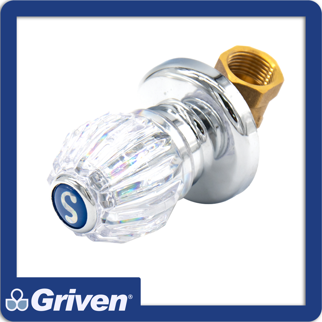 [A367-WA105] Llave individual para ducha 1/2" manija ovalada acrilica transparente pequeña