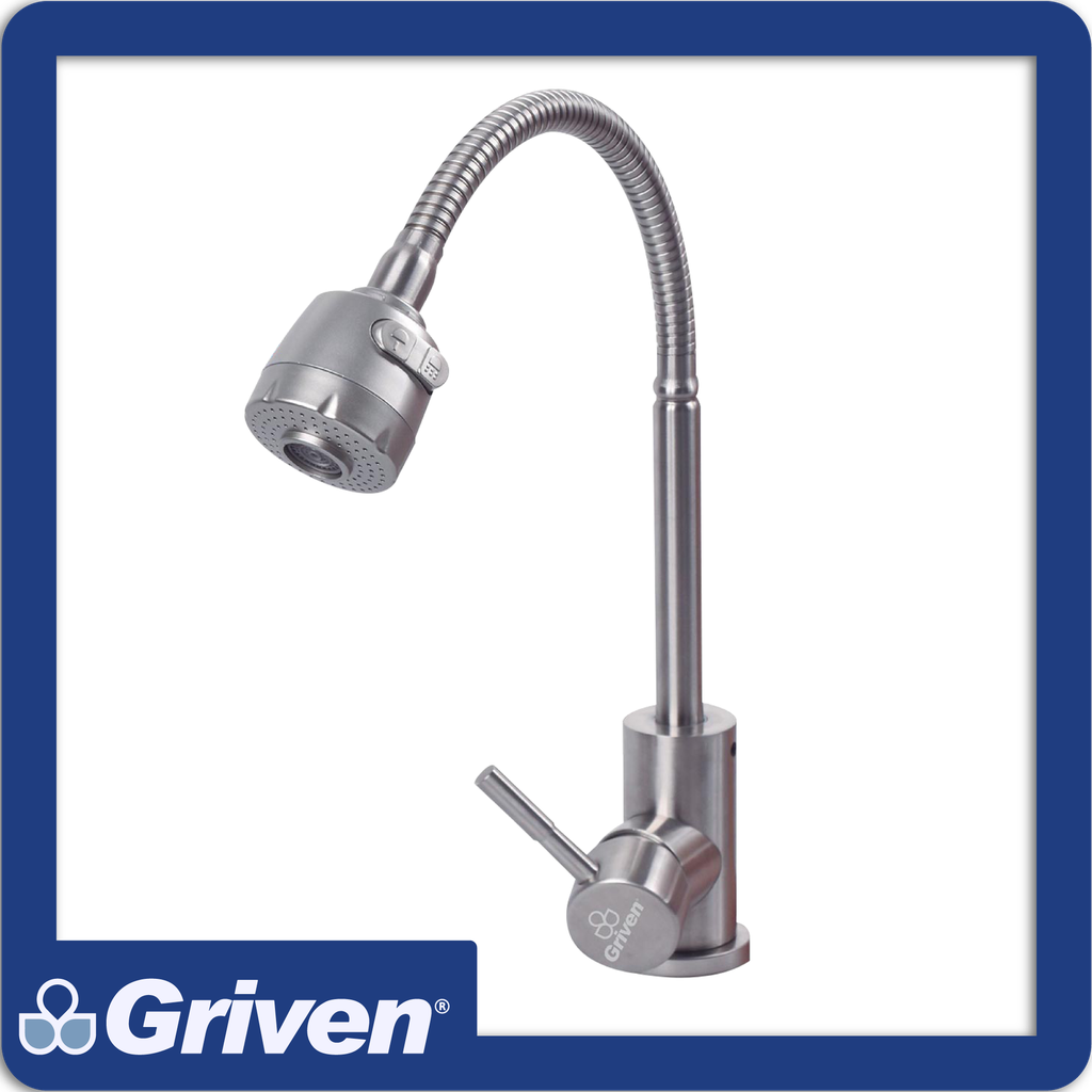 [A367-SSF-02] Grifo monomando p/fregadero cuello flexible acab satin pza