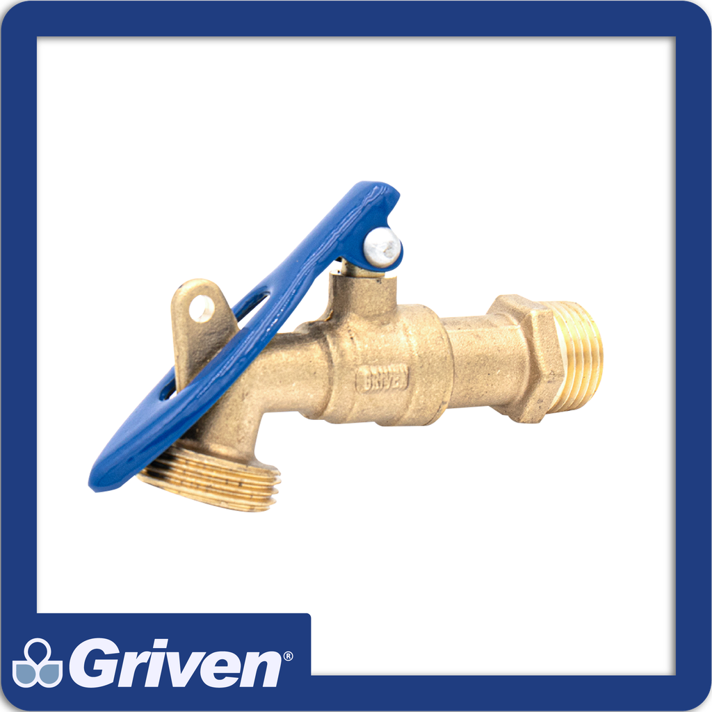 Llave de chorro con porta candado salida 3/4" entrada 1/2"