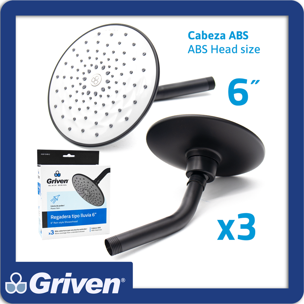 [A367-SHB-2] Regadera tipo lluvia 6" cabeza abs pza