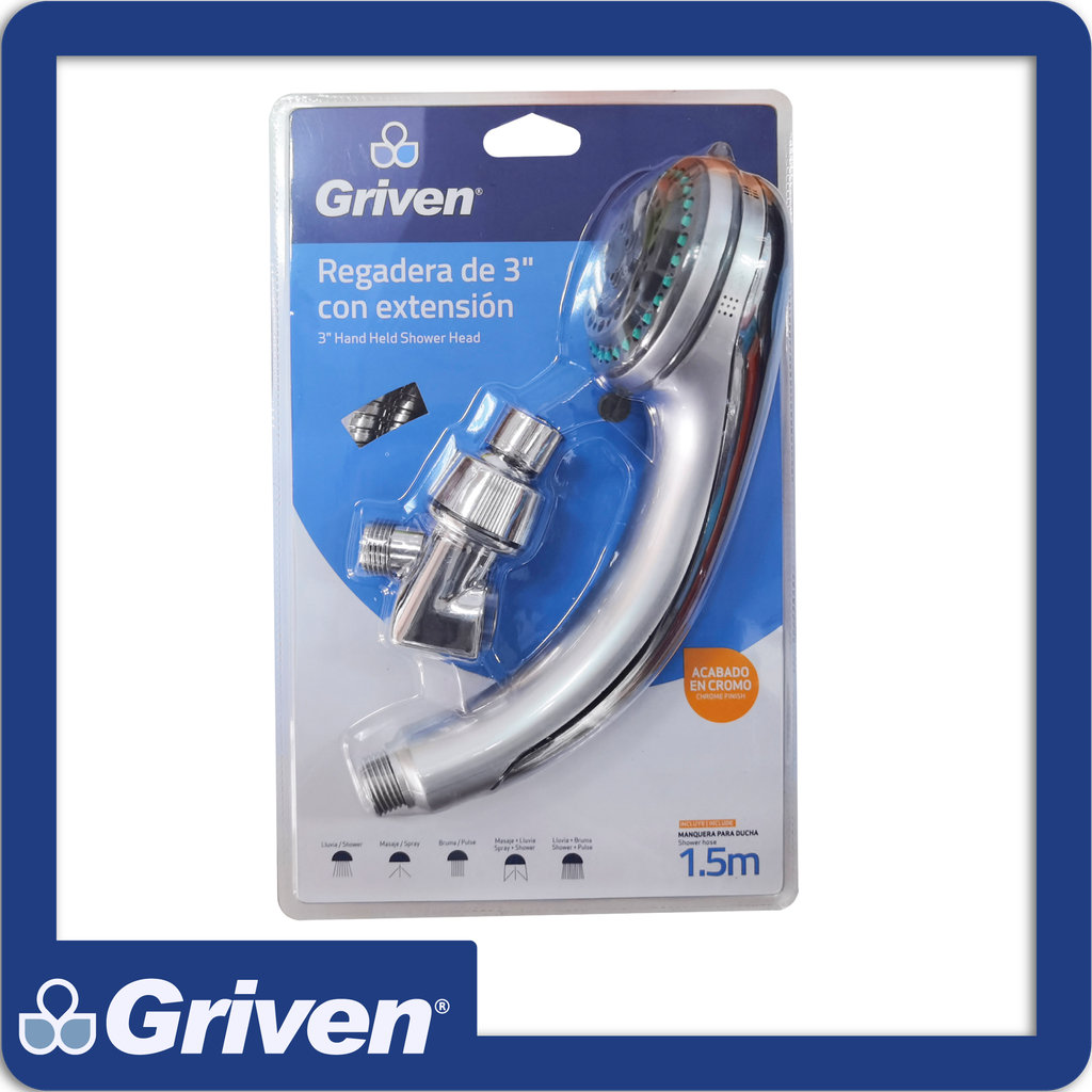 [A367-R018-1-5O] Regadera para ducha con extension 3" blister pza