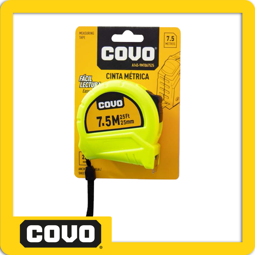 Flexometro 7.5m plastico neon amarillo
