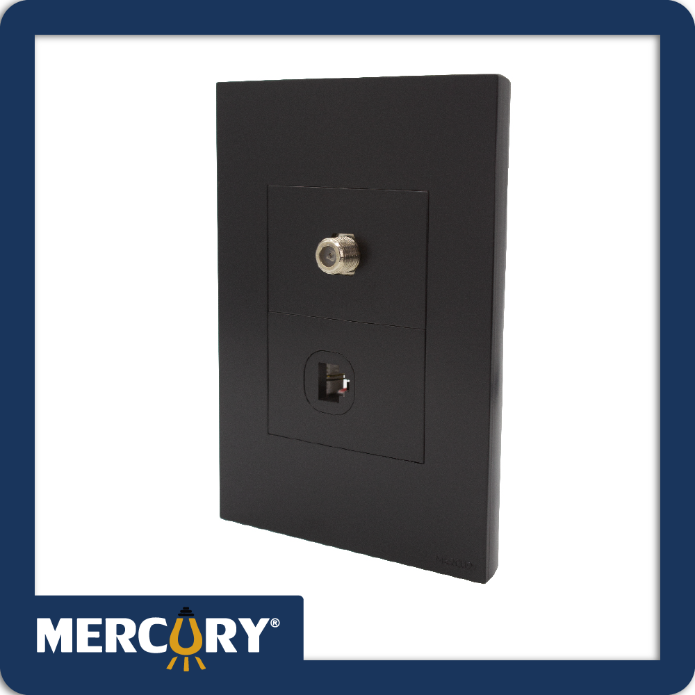 Toma coaxial + telefono black luxury