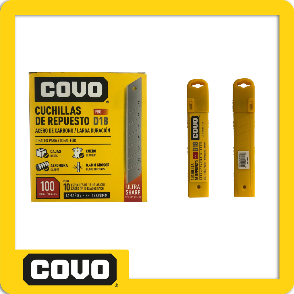 Cuchillas bisturi 18mmx98mm covo display x10