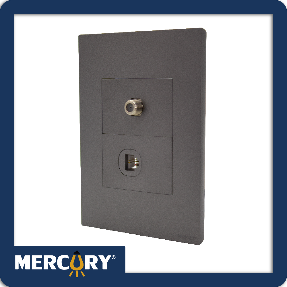 Toma coaxial + telefono silver luxury