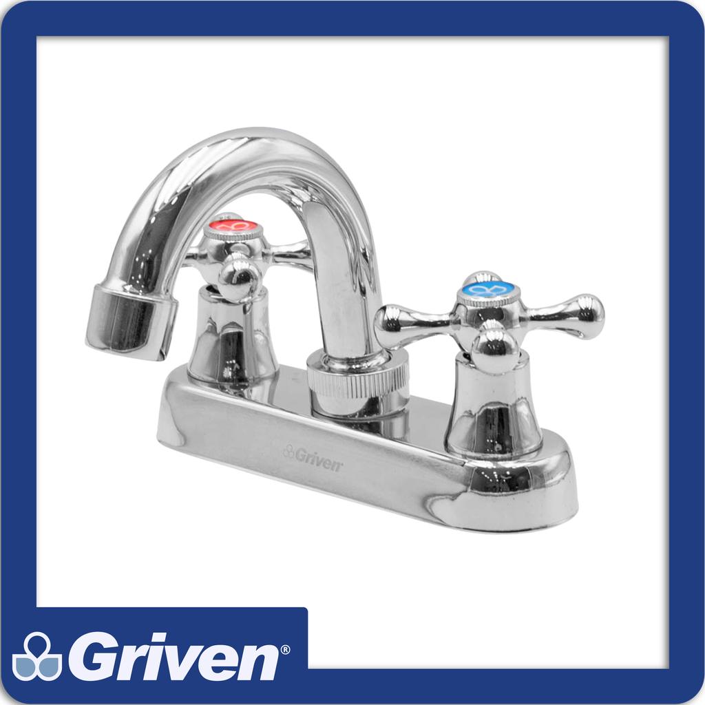 Grifo central para lavamanos cuello curvo 4"