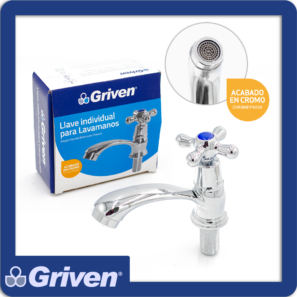 [A367-Z233] Llave individual para lavamanos metalica cruceta