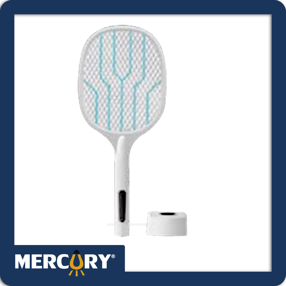 [EAE06] Raqueta mata mosquitos mercury recargable con base + blb premium