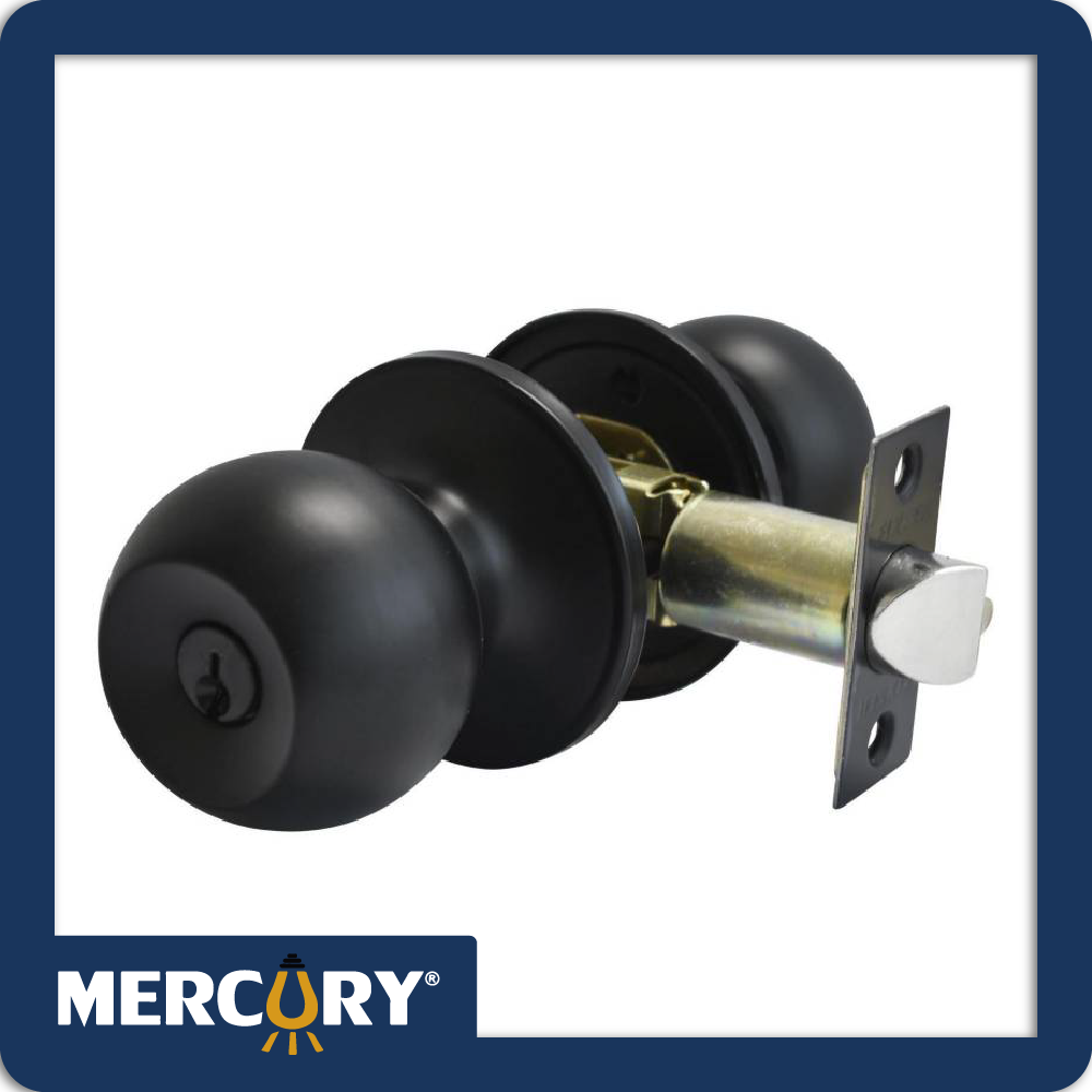 Cerradura alcoba negro mate pomo redondo