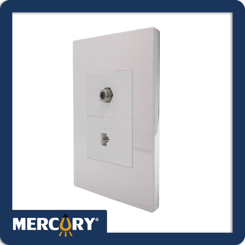 [ETI42] Toma coaxial + telefono mercury premium white