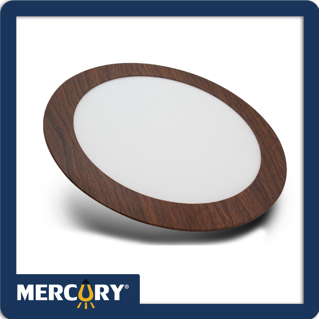 Panel led madera 12w/6" 6500k redondo incrustar