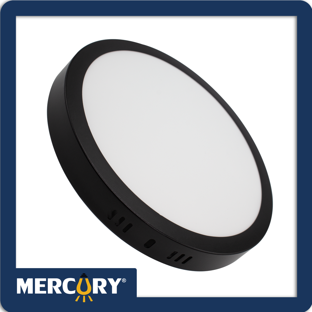 Panel led negro sobreponer 24w/10" 6500k redondo