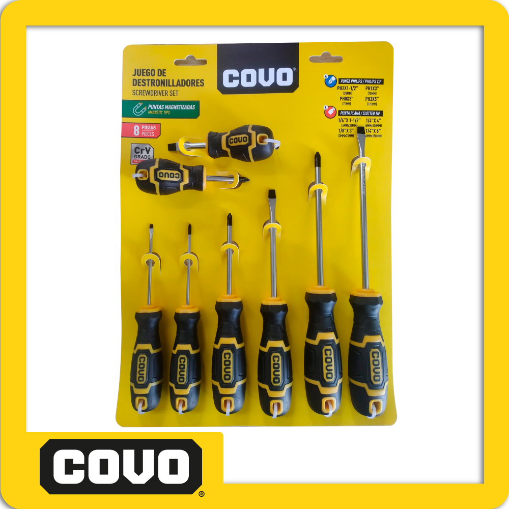 Set de destornilladores magneticos crv - 8 piezas