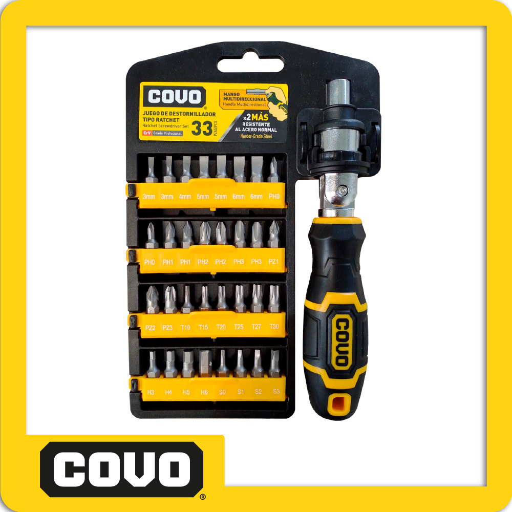 Juego de puntas para destornilladores tipo ratchet - 33 pzas
