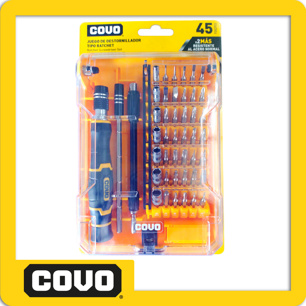 Juego de puntas para destornilladores tipo ratchet - 45 pzas