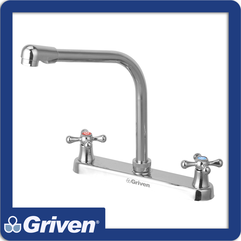 Grifo p/fregadero cuello cobra doble manija mariposa 8" pza