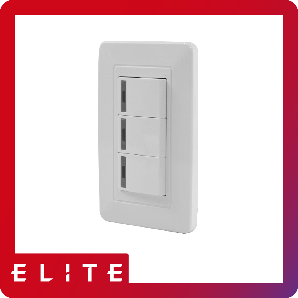 [ELT38] Interruptor triple conmutable elite blanco