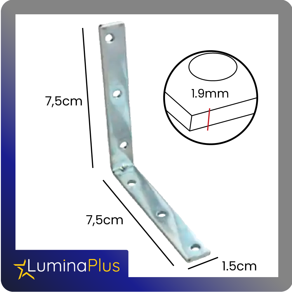 [FLM6] Escuadra de refuerzo zincada 75x75x15*1,9mm pack x 50