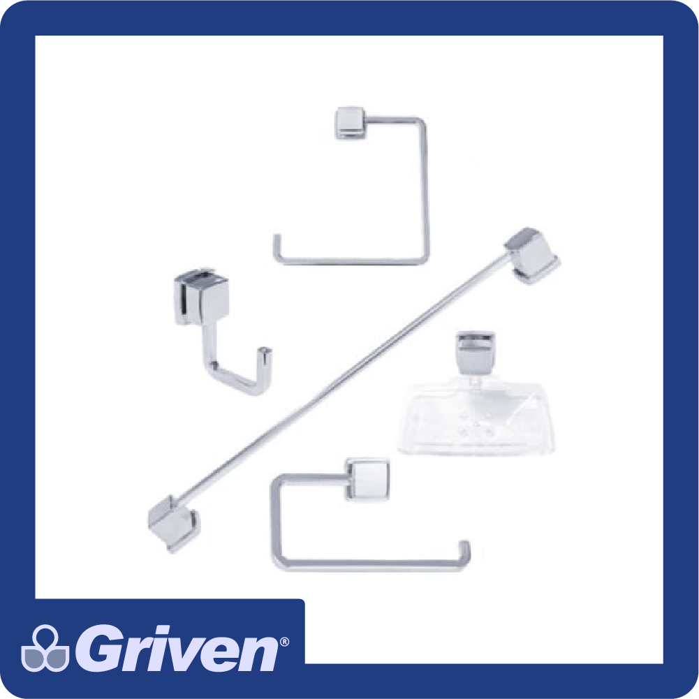 [GVB-BSC-5PCS] Juego de accesorios baño plastico cromado (5 piezas)