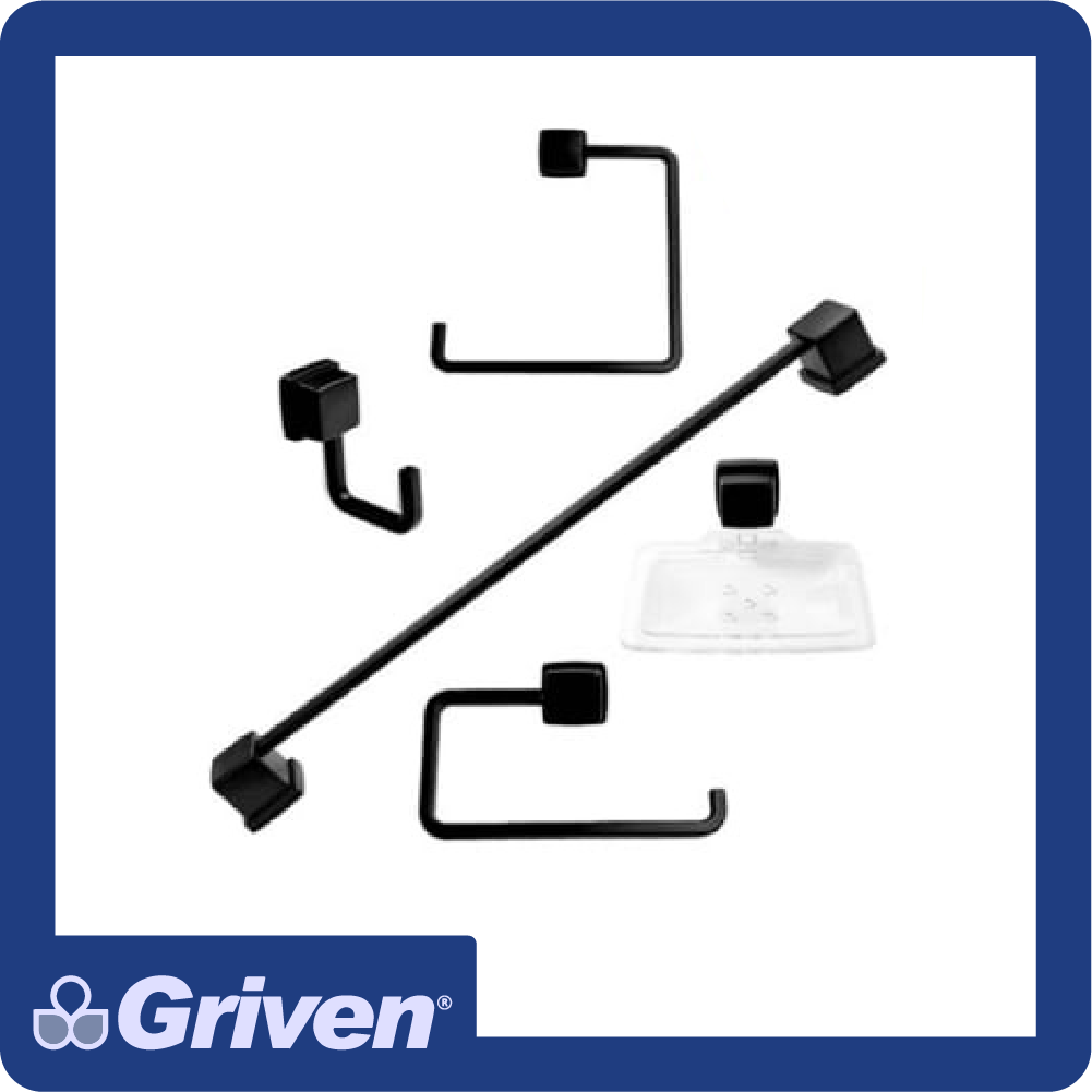 [GVB-BSB-5PCS] Juego de accesorios baño plastico negro (5 piezas)